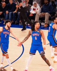 雷霆背靠背险胜尼克斯豪取四连胜，继续排名联盟第一